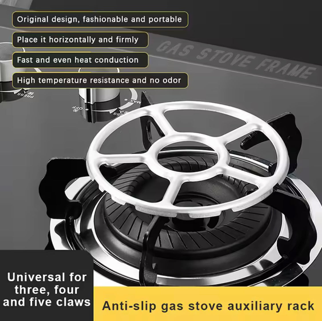 Non Slip Burner Stand Rack, Gas Stove Metal Cover Frame, Anti Slip Frame For Small Pots, Metal Stovetop For Pot Non Slip Burner Stand Rack, Gas Stove Metal Cover Frame, Anti Slip Frame For Small Pots, Metal Stovetop For Pot